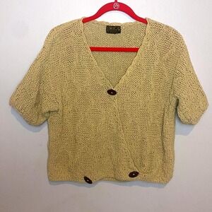 Vintage RICO Knit Wrap‎ Cardigan Sweater Tan Women Medium? Coastal Grandma Boho